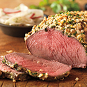 Nut-Crusted Top Sirloin Roast with Fennel-Radish Salad